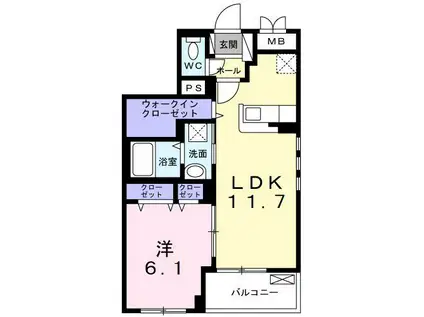 ACTY TATSUMI(1LDK/1階)の間取り写真