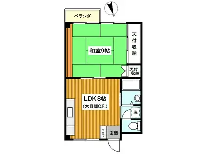ハイツ浅間(1LDK/3階)の間取り写真