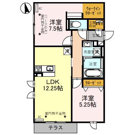 アルティ(2LDK/1階)の間取り写真