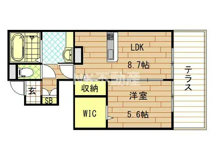 ローゼラルジュ A棟(1LDK/1階)の間取り写真