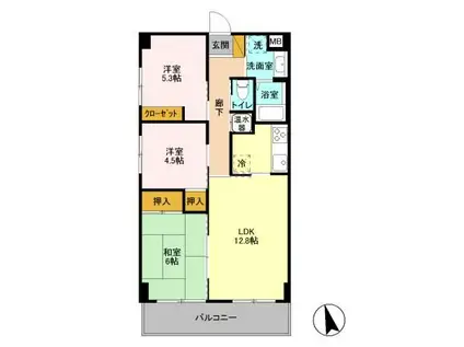 カーサフィオーレ(3LDK/4階)の間取り写真