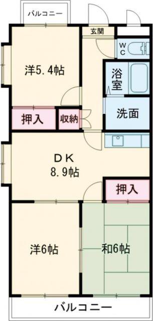 東浦カルチャービル(3DK/2階)の間取り写真