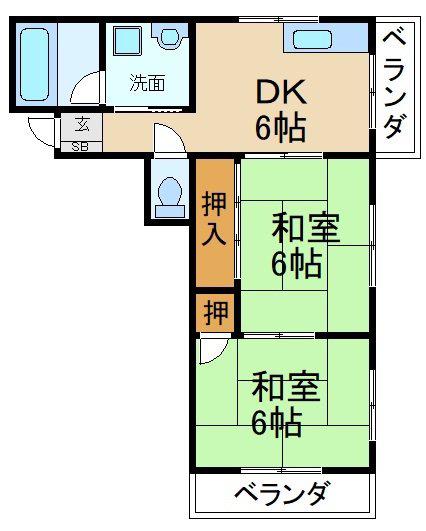 東海マンション(2DK/3階)の間取り写真