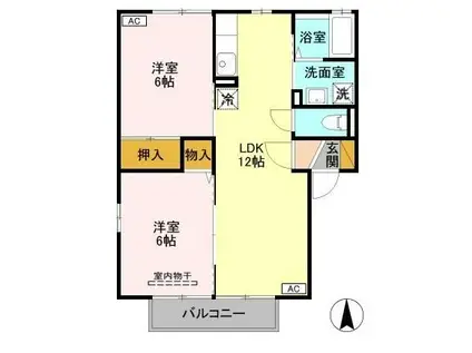 コーポサファイヤⅠ(2LDK/1階)の間取り写真