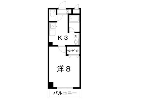 レジデンス山手(1K/4階)の間取り写真