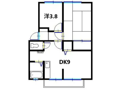 アーバン堂の前(2DK/2階)の間取り写真