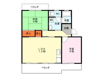 栗東ハイツ(2LDK/4階)の間取り写真