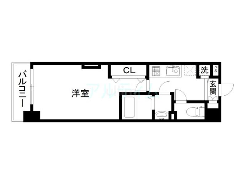 LUXE京都西大路(1K/7階)の間取り写真