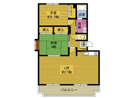 スペリオルS2(2LDK/1階)の間取り写真