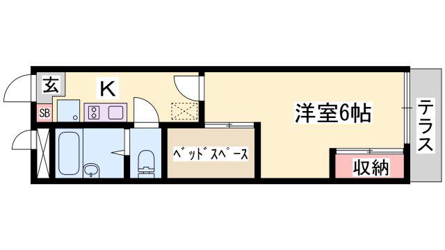 ドミール中島N(1K/1階)の間取り写真