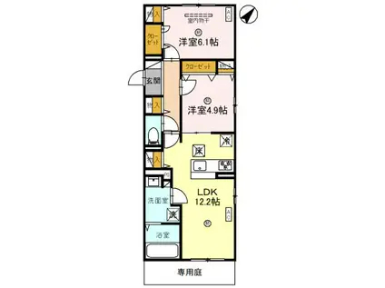 サンパティーク東町(2LDK/2階)の間取り写真