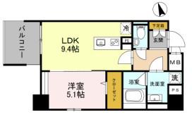 プレミアム菱屋西(1LDK/4階)の間取り写真