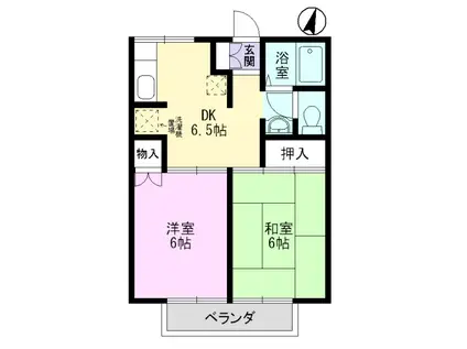 シャンポールII(2DK/1階)の間取り写真