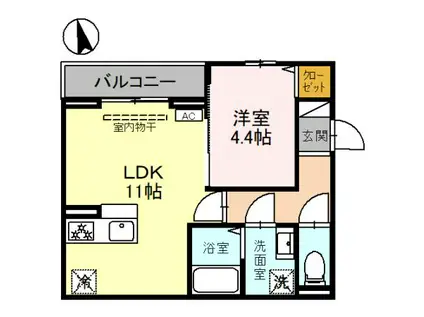 トリシア浦和(1LDK/3階)の間取り写真