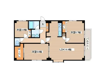 ベルブラン船岡(3LDK/2階)の間取り写真