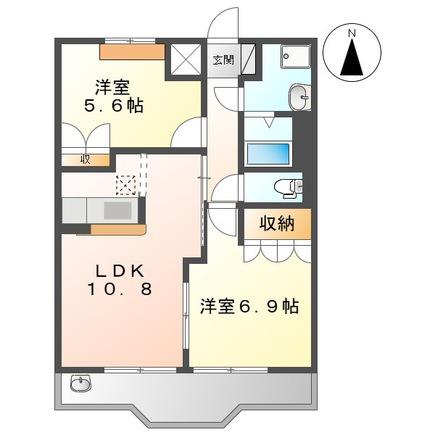 ファインパストラル(2LDK/1階)の間取り写真