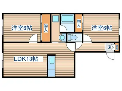 エルムハイツ(2LDK/2階)の間取り写真