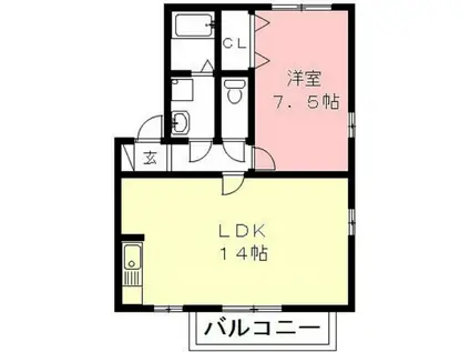 リヴェール岐南(1LDK/2階)の間取り写真