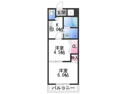 アスリートONE(2K/1階)の間取り写真