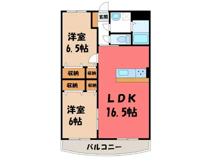 プレジールコート カルハマ(2LDK/2階)の間取り写真