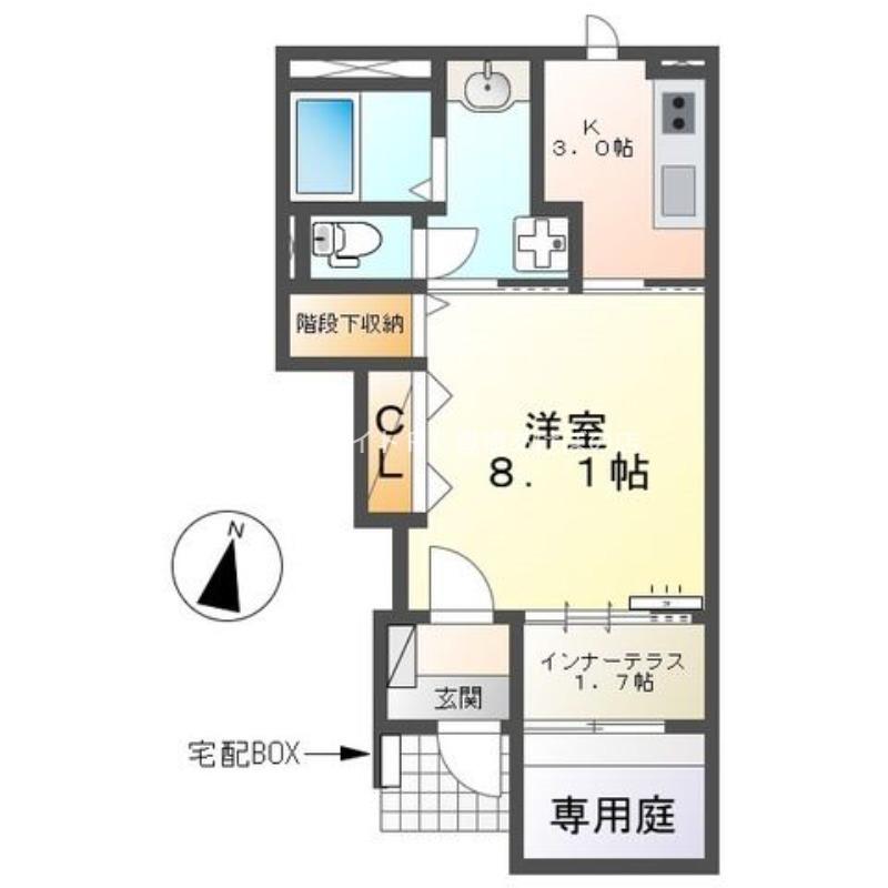 エスターテ(1K/1階)の間取り写真