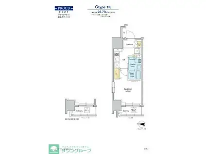 プラウドフラット錦糸町ウエスト(1K/8階)の間取り写真