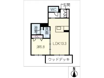 レフィシア犬山(1LDK/1階)の間取り写真