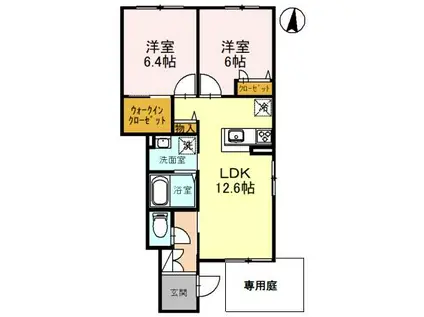 サンクイール(2LDK/1階)の間取り写真