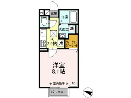 グラーティアII(1K/1階)の間取り写真