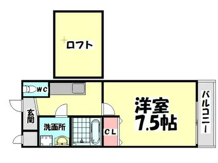 パルコート清水II番館(1K/2階)の間取り写真