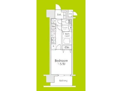 ジオエント福島野田レジデンス(1K/11階)の間取り写真