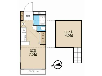 フルハウスY棟(ワンルーム/2階)の間取り写真