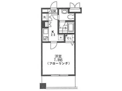 ヴィルヌーブ(1K/7階)の間取り写真