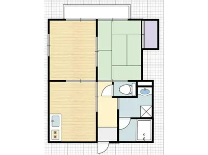 ルーエンハイム(2DK/1階)の間取り写真