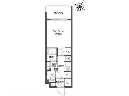 ミリアレジデンス日本橋人形町(1K/12階)の間取り写真