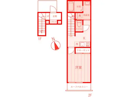 メゾンルミエール横須賀(1K/2階)の間取り写真