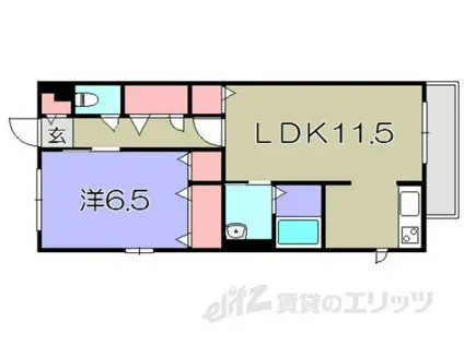 ファミーユ旭ヶ丘II(1LDK/1階)の間取り写真