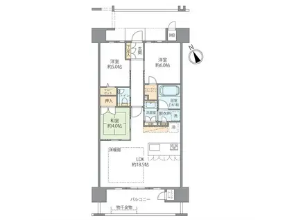 ライブスクエア大手町(3LDK/15階)の間取り写真