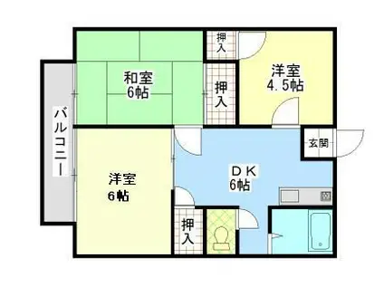 シティももやま(3DK/2階)の間取り写真
