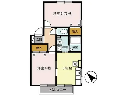 EL DUO・APIS(2DK/2階)の間取り写真