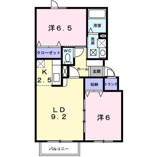 サンリットB(2LDK/1階)の間取り写真