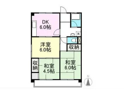サンセットヒルズII(3DK/1階)の間取り写真
