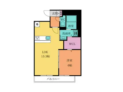 MYS CASETTA KOKURA -ミースカセッタ小倉-(1LDK/5階)の間取り写真