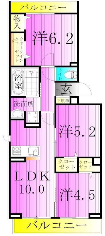 メゾン シャルム(3LDK/2階)の間取り写真