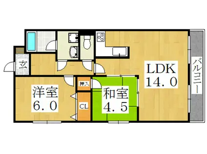 ラシーヌ御崎(2LDK/6階)の間取り写真