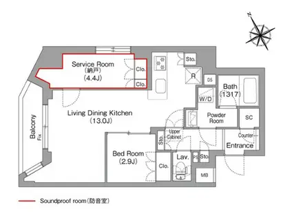 コンフォリア・リヴ平井MUTIO(1SLDK/1階)の間取り写真