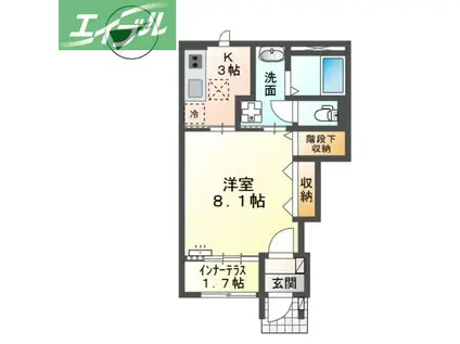 スターテラスII 福田町古新田(1K/1階)の間取り写真