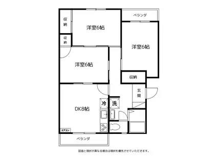 コンチネンタル布瀬I(3DK/1階)の間取り写真