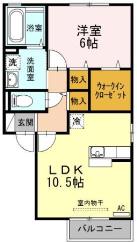 コーポK C棟(1LDK/2階)の間取り写真