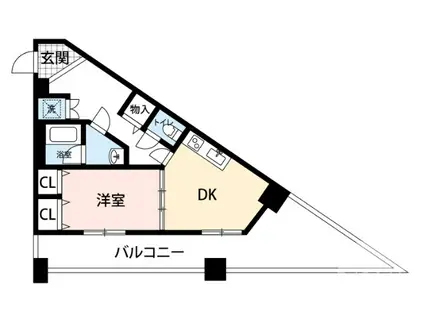 ヴァンティアン(1DK/2階)の間取り写真